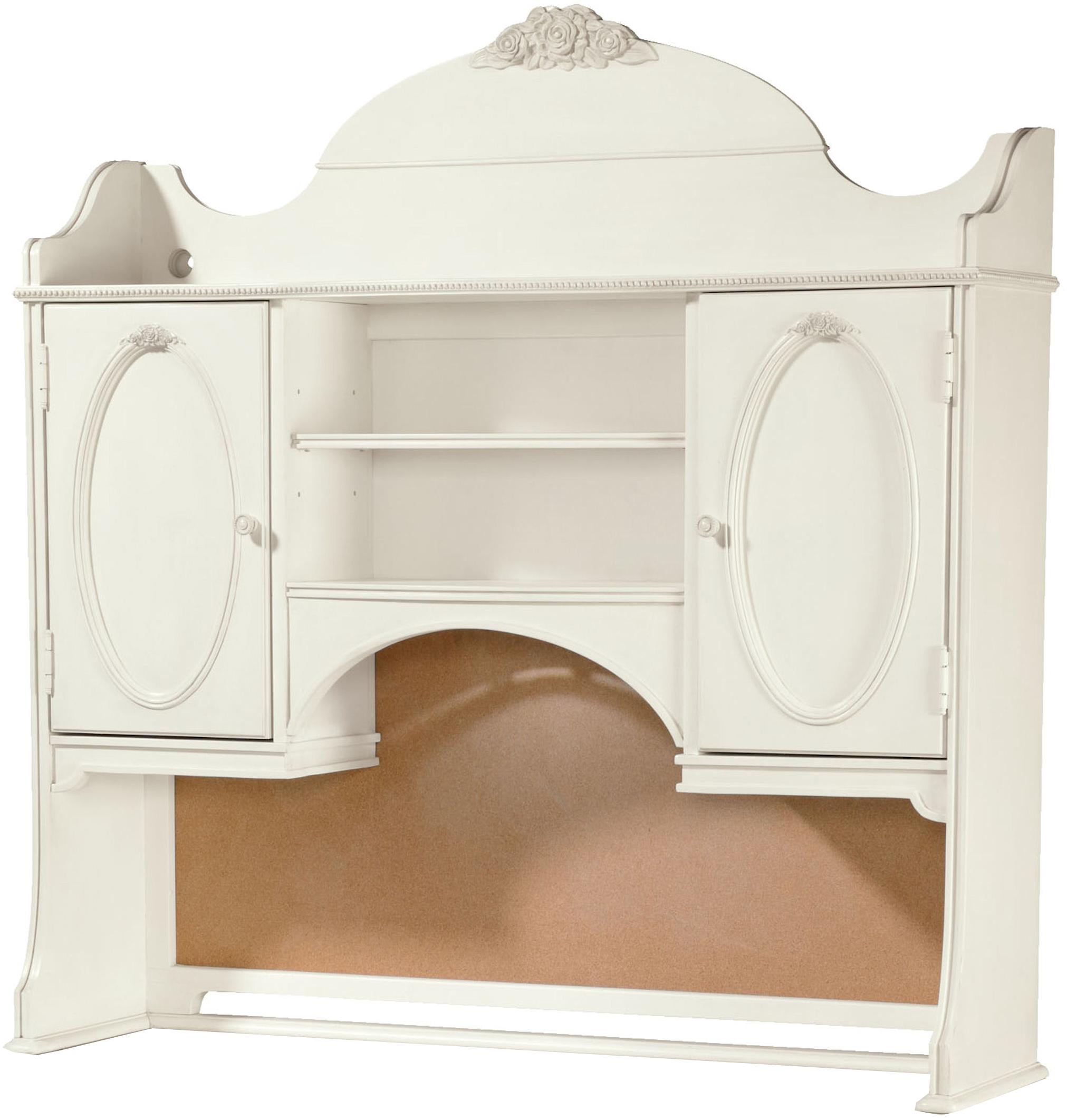 Greenville FourDrawer Vanity Desk & TwoDoor Hutch with Dimmer Light